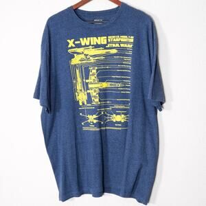 Star Wars X-Wing Graphic T-Shirt Blue Size 2XL Streetstyle Retro